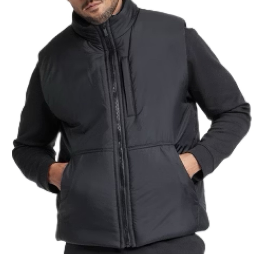 NWT Men’s All In Motion Black Sherpa Lined Puffer Vest, size S
